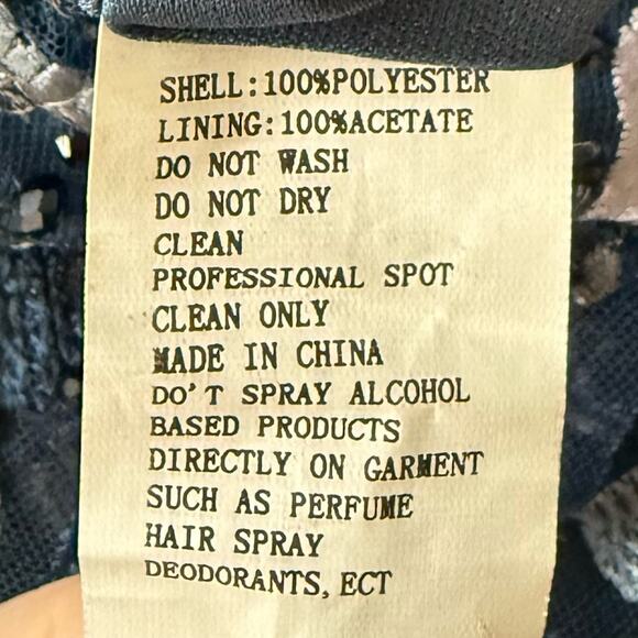 Mac Duggal Navy Embellished Illusion Butterfly Sleeve A-Line Gown Women’s Sz 8 - Picture 9 of 10